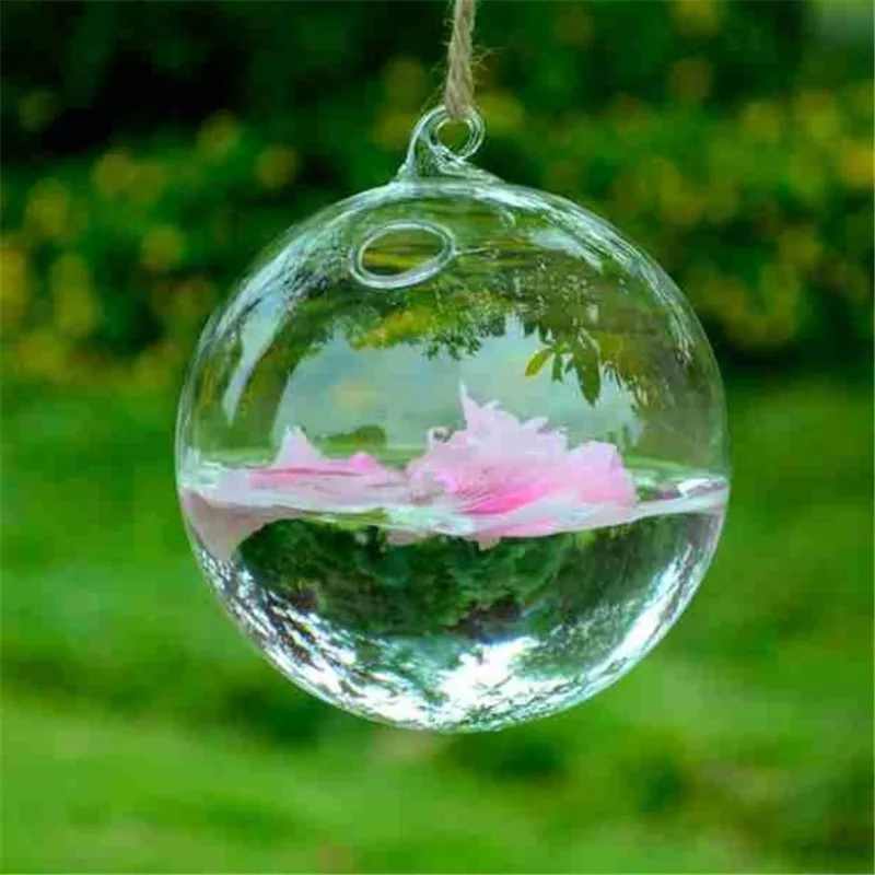 8cm Modern Ball Crystal Glass Vase Wall Hang Flower Vase Wedding Home