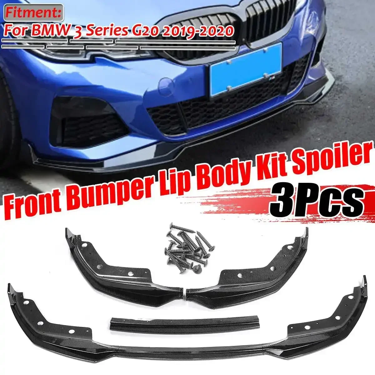 

3PCS MP Style G20 Car Front Bumper Lip Spoiler Splitter Diffuser Detachable Cover Guard For BMW 3 Series G20 2019 2020 Body Kit