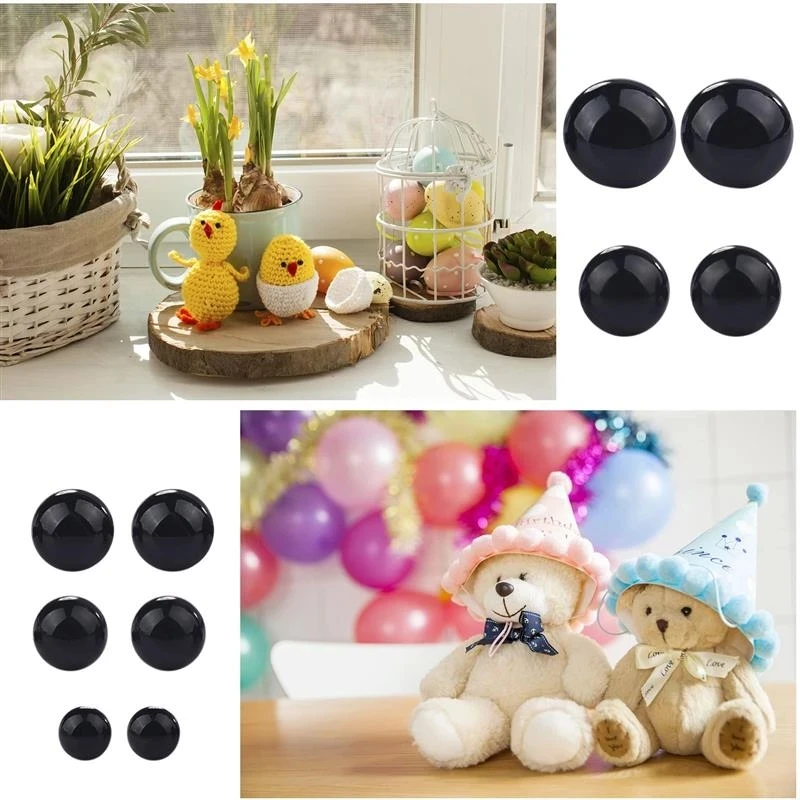 50/100pcs 10mm Eyeball Doll Accessories Black Plastic Plush Safety Eyes Amigurumi For Toys 6-14mm DIY Funny Toy Eyes Animal Plastic Safety Eyes Doll Handmade Accessories Swing Eyes Doll Eyes Googly Doll Eyes Plastic Toy Eyes Safety Eye Tool