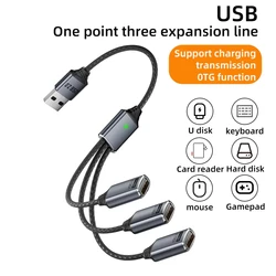 Universal Multi - Port USB and Type C Hub with Fast Charging & Data Sync - Grey (USB 3 in 1)