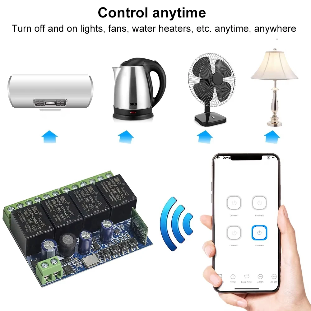 4CH Smart Wifi Switch Smart Relay Module DC 5V 12V 24V 48V Wireless Switch Timer Phone Remote Control For EWeLink Google Home smart switch