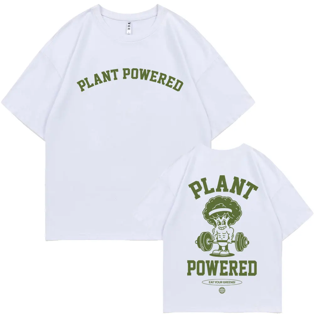

Funny Plant Powered Sustainable Graphic Print Tshirt Men Women Cute Cartoon Oversized T-shirt Men's Casual Cozy Cotton T Shirts