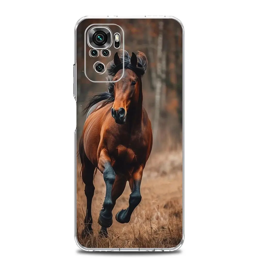 Galloping Horses Design TPU Phone Case - Black & White