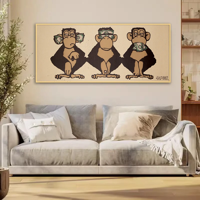 

Abstract 3 Art Monkey Wall Art Canvas Prints Animal Posters Paintings Decoration HD Picture For Living Room Home Decor Frameless