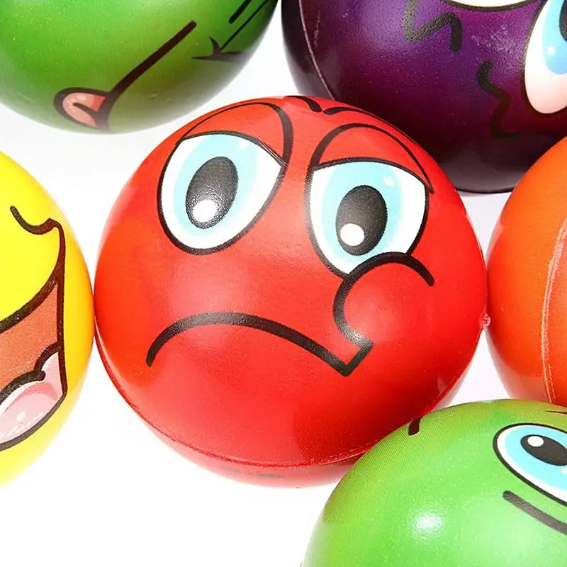 12Pcs Stress Relief Expression Soft Balls Toy Fun Sponge Stress Ball Squeeze Smiley Face Grimace PU Foam For Sports Toy Ball 2