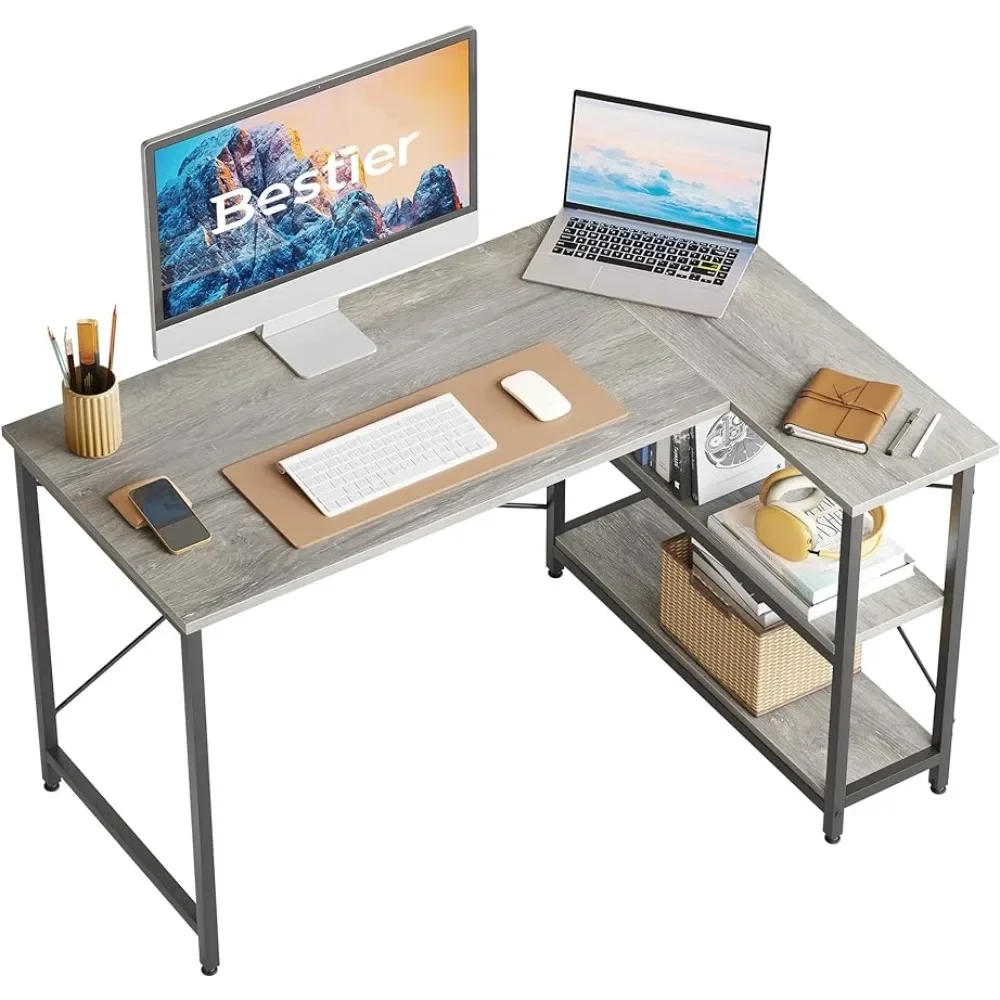 

Small L Shaped Desk With Shelves 47 Inch Reversible Corner Computer Desk Writing Gaming Storage Table Freight Free Reading Desks