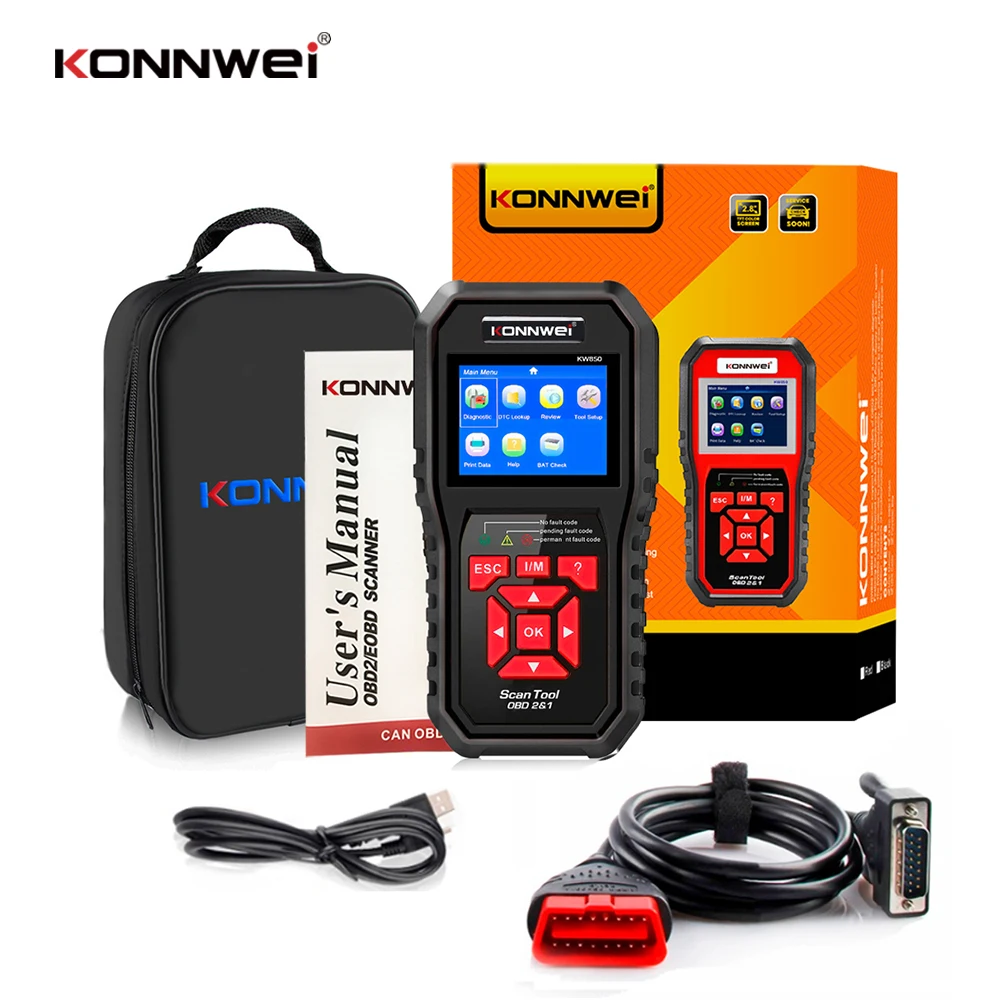 KONNWEI KW850 full OBD2 Car Diagnostic Tools OBD 2 Auto Scanner Check Engine O2 sensor Battery Test OBDII Code Reader PK CR3008 motorcycle oil temp gauge Diagnostic Tools