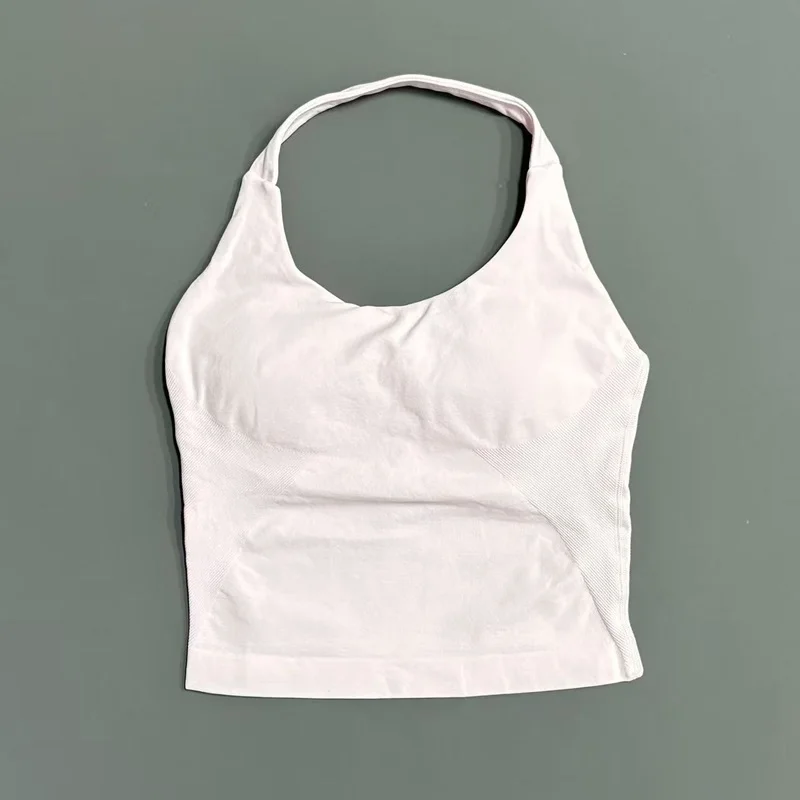 Seamless Push-Up Sports Halter Top with Removable Padding