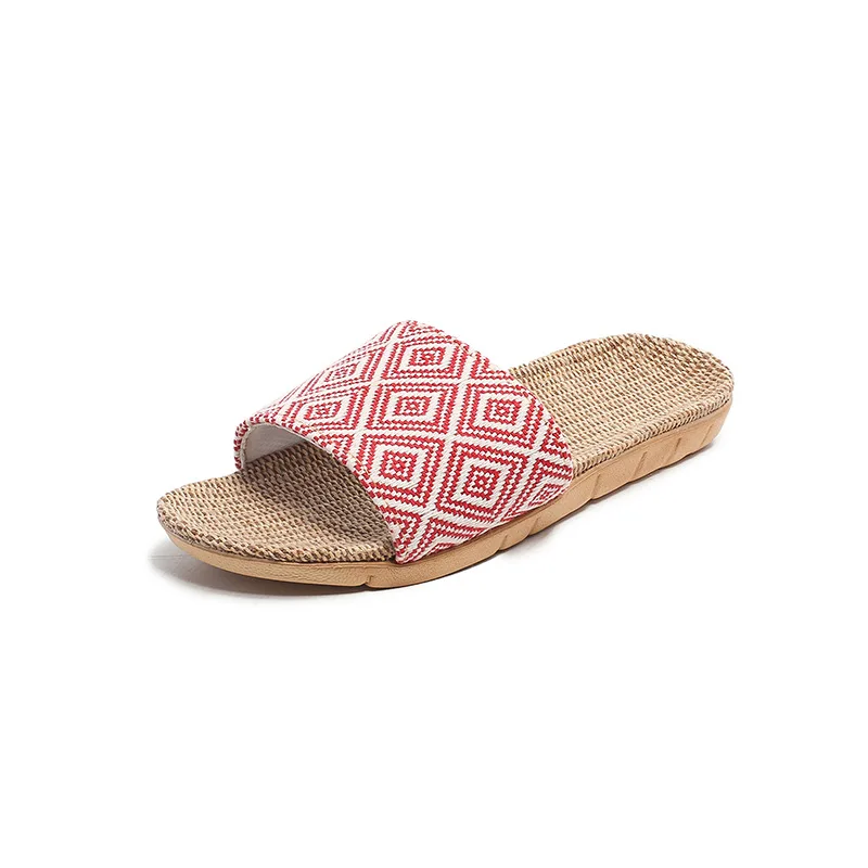 Unisex New Women Indoor Floor Flat Shoes Spring Autumn Couple Linen Flip Flops Home Slippers Female Slipper Comfortable Slides — view 6