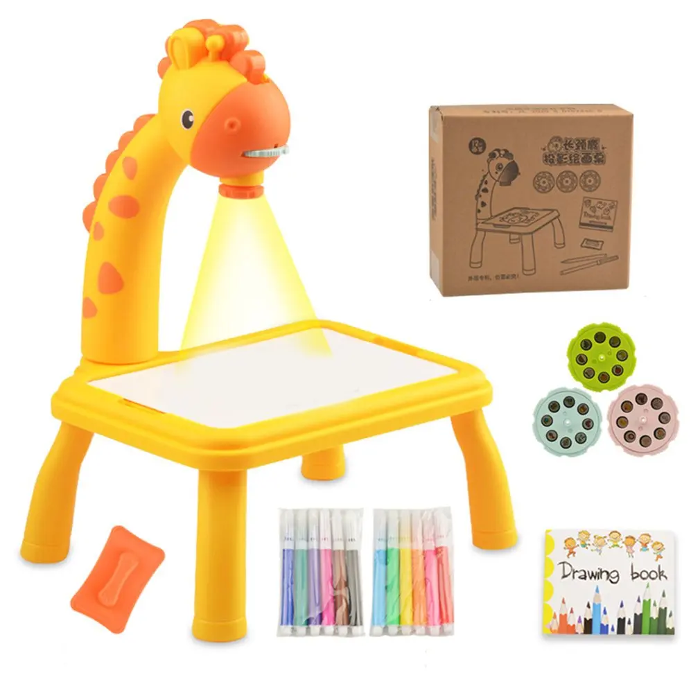 

LED Projector Children Art Drawing Table Toys Kids Painting Board Desk Arts Crafts Educational Learning Paint Boards for Girls