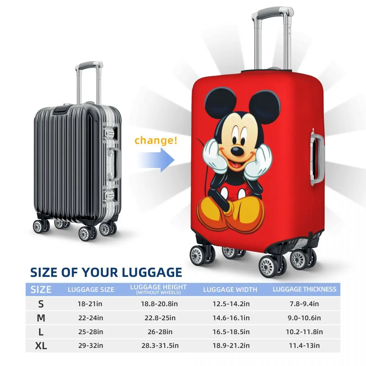 Custom Mickey Mouse Luggage Cover Protector Cute Travel Suitcase Covers for 18-32 Inch 6
