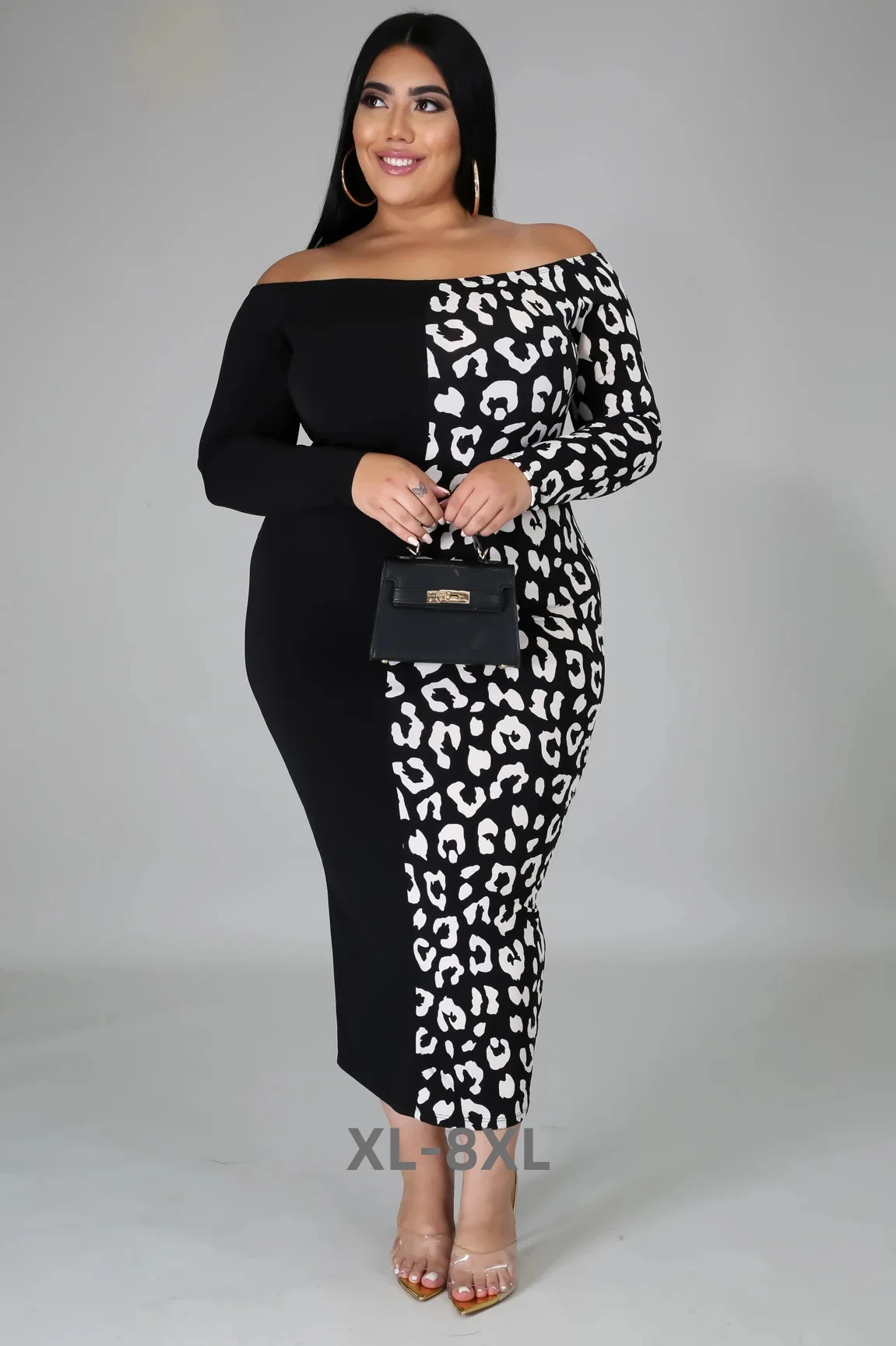

Plus Size Women Dress Casual Patchwork Print Off Shoulder Club Outfit Luxury Gown 2023 Summer Evening 3xl 4xl 5xl 6xl