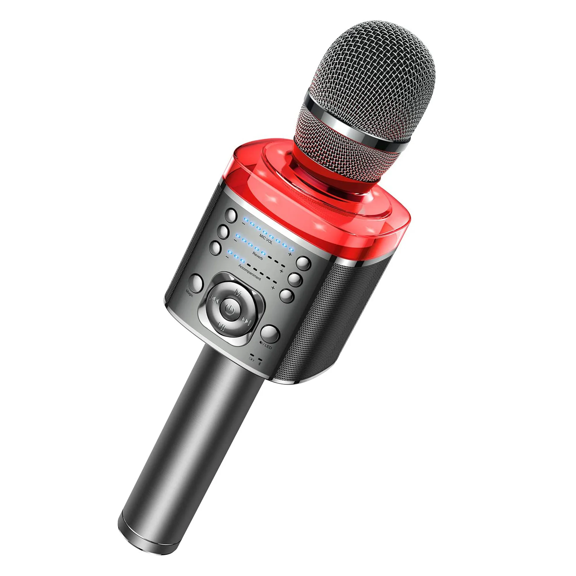 Wireless Karaoke Microphone with Magic Sound LED Lights for Home Party