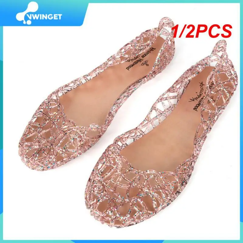 

1/2PCS Fashion Women Beach Sandals Summer Casual Jelly Outdoor Shoes Sandals Hollow Out Mesh Flats Lady Girl Breathable Slipper