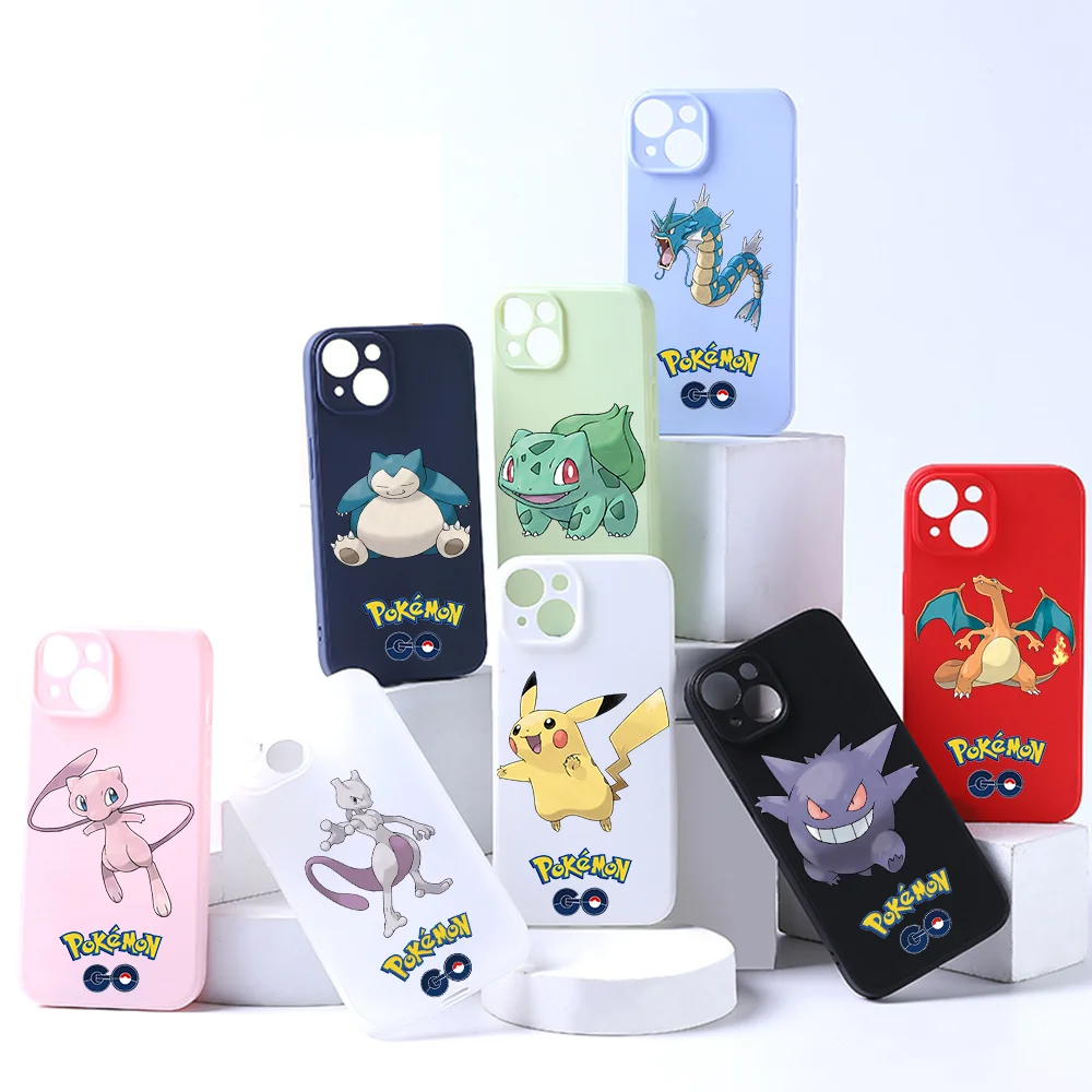 

Цветной чехол Pokemon для IPhone 15 14 Pro Max 13 12 Mini 11 ProMax XR XS X 8 7 Plus SE, Защитный Мягкий силиконовый чехол для объектива