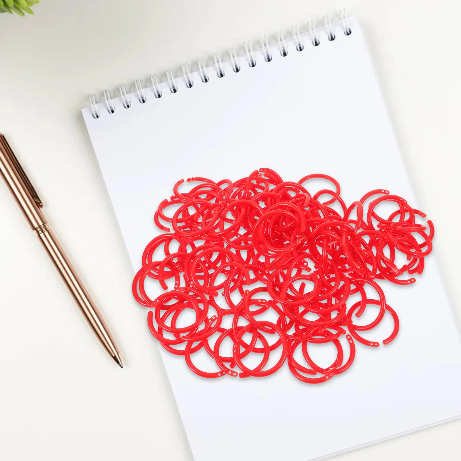 100Pcs 플라스틱 바인더 링 DIY 스크랩북 북 플래너 키 체인 액세서리 북 링 링 바인더 용 루스 리프 링