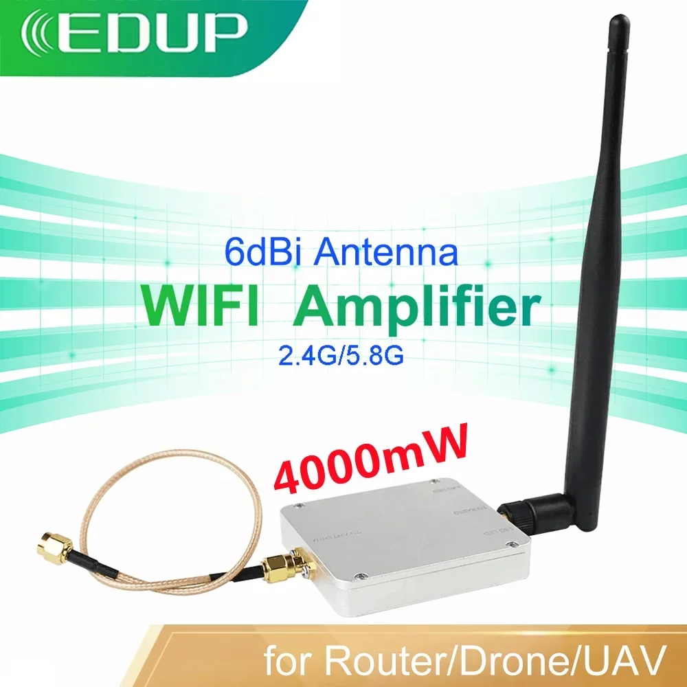 Amplificateur WiFi EDUP 4000mW avec antennes directionnelles, parfait pour étendre la couverture en 2,4/5,8 GHz