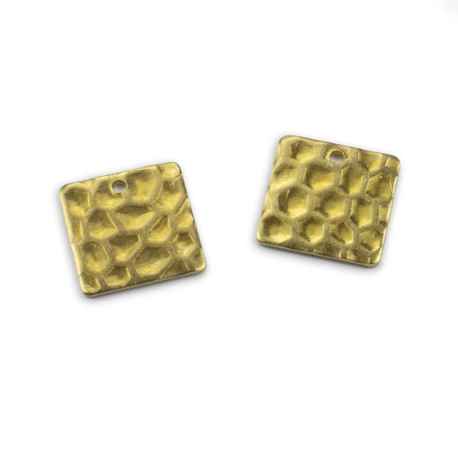 10pcs Raw Brass Square Hammered Texture Charms Pendants For Diy