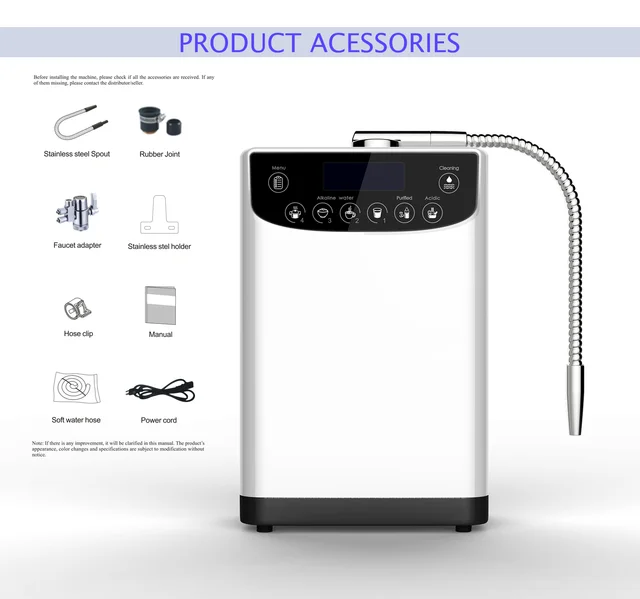 708 Alkaline Water Ionizer Purifier Machine PH4.5-10.5 Alkaline Acid Water Filter Rich Hydrogen water generator Orp-500 LED 1