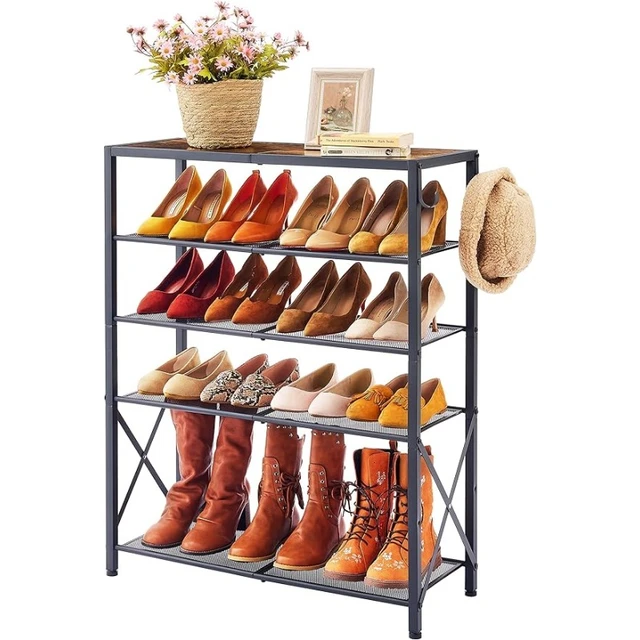 Shoe Rack For Closet Sturdy Shoe Shelf 5-Tier Boot Storage Organizer For  Cabinet And Entryway