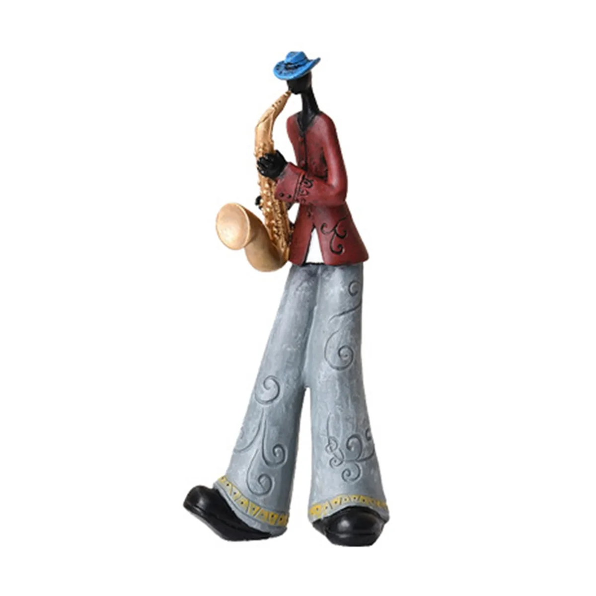 Lot 5 Figurines Musiciens Jazz Vintage – Résine – Multicolore – 8-10,5 Cm