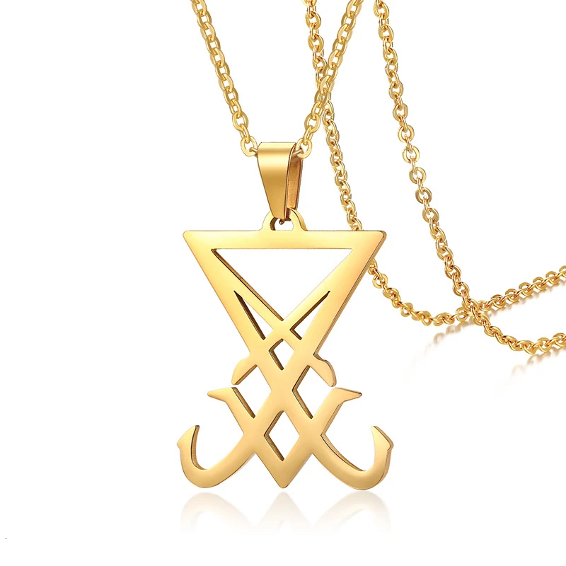 Silver Sigil of Lucifer Pendant Stainless Steel Necklace