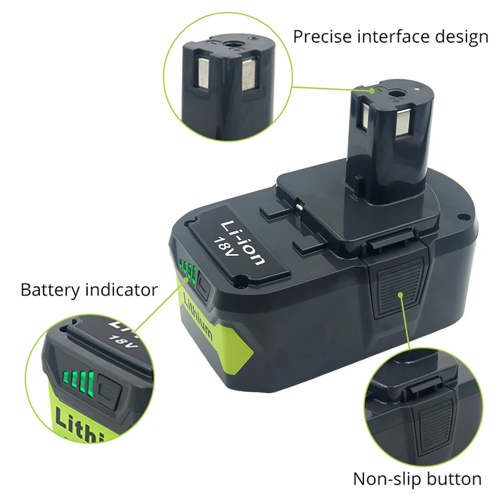 Battery Charger Ryobi 18v Ah Battery For Ryobi ONE+ 18V Li-Ion