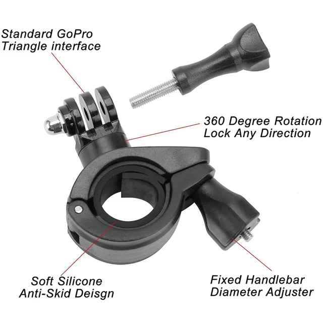 Support de guidon de vélo et de moto pour GoPro, support de montage de guidon, accessoires de caméra, rotation à 360 degrés, Fore11, 10, 9, 8, 7, 6, 5 3