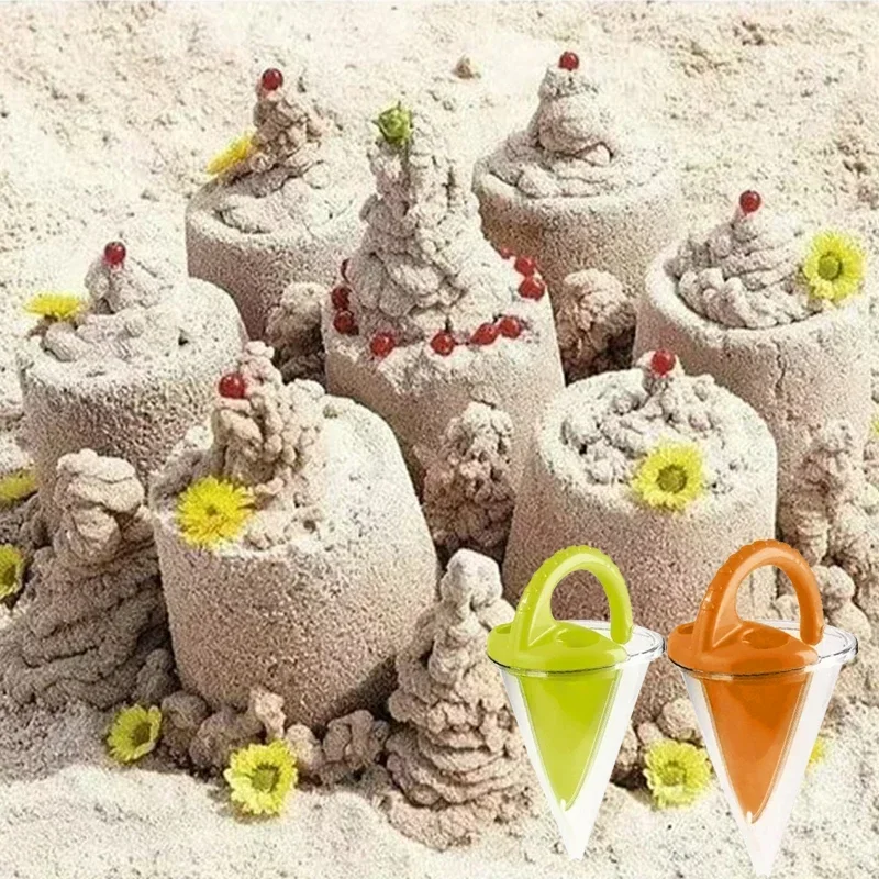 Beach Children Wash Sand Overflow Funnel Outdoor Family Sand Hopper Creative Beach Pile Sand Spills Out Of A Hand-Held Funnel