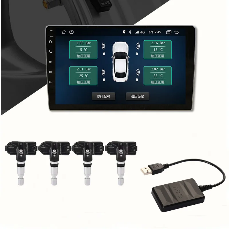 Bandenspanning sensor | 4 Sensoren | TPMS | Android autoradio