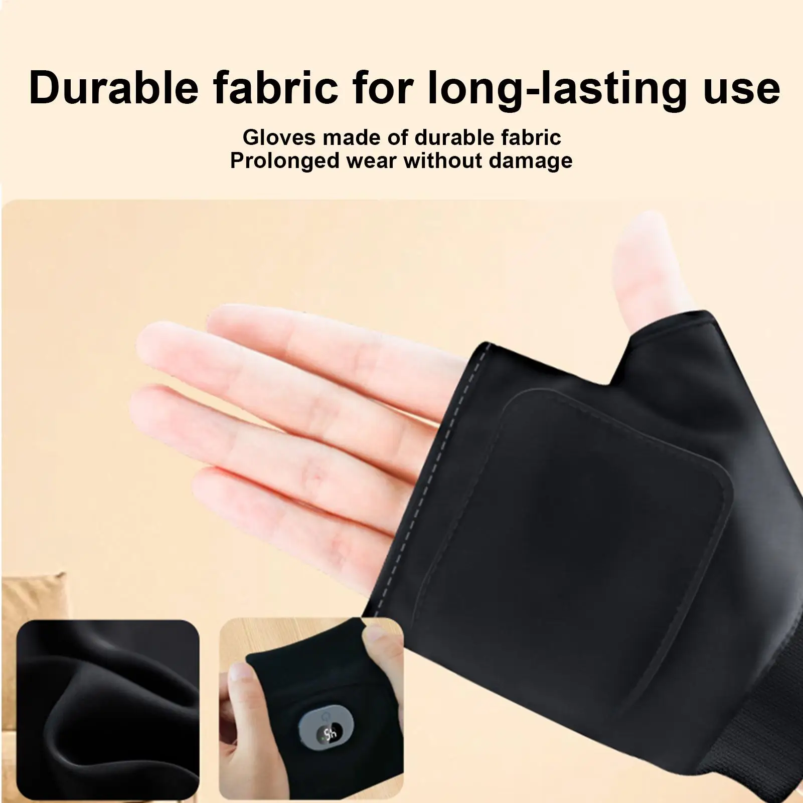 Heated Gloves Rechargeable 3 Levels Digital Display Fingerless Thermal Gloves Outdoor Electric Warming Mitten For Winter Camping