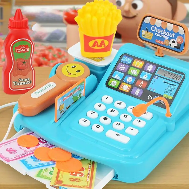 Supermarket Cash Register Pretend Play Educational Toys Preschool Learning Toy Cash Registers Fine Motor Toys xmas gifts For Kid