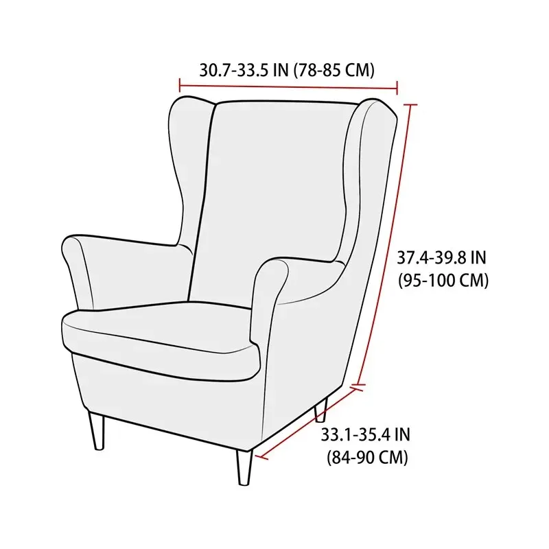 1Set Wingback Chair Slipcover With Elastic Bottom Armchair Sofa Cover King Back Wing Chair Slipcover for Bedroom Living Room