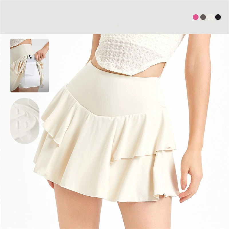 

Double Pleated Women Sports Pants Skirt High Waist Breathable Running Exercise Short Skirt Quick Dry Tennis Skirt