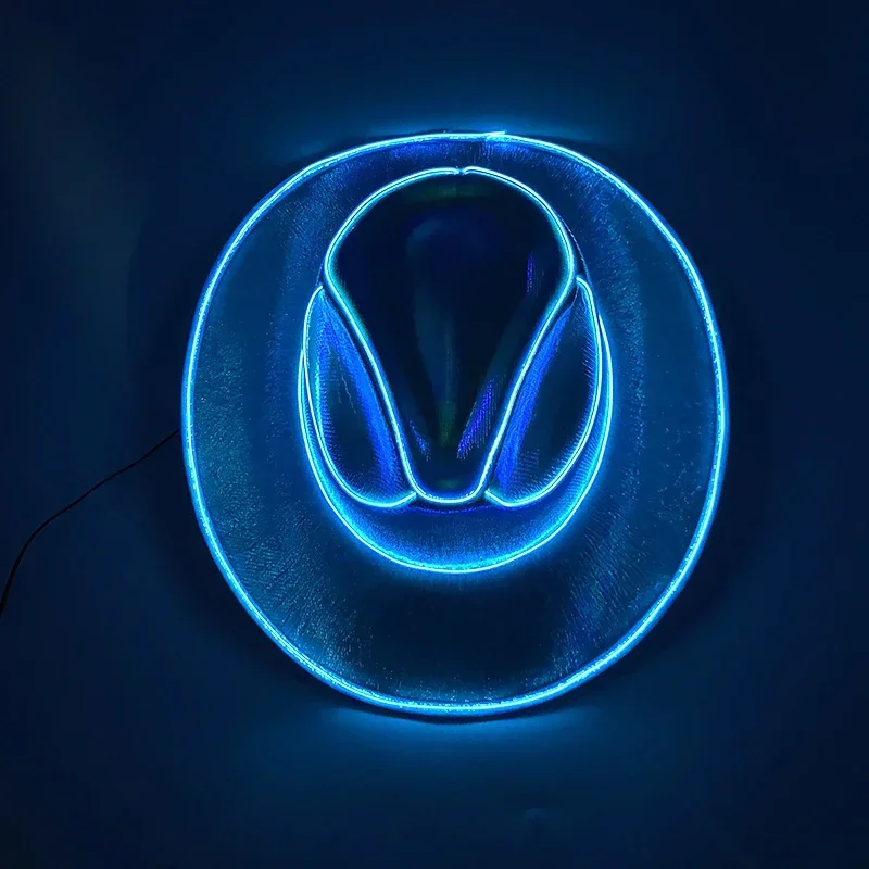 Description Picture 5 of itemHalloween Rave Glowing Light Up Bar Mexican Hat LED Luminous Cowboy Cap Bachelor Party Props Neon Hat Festival Supplies