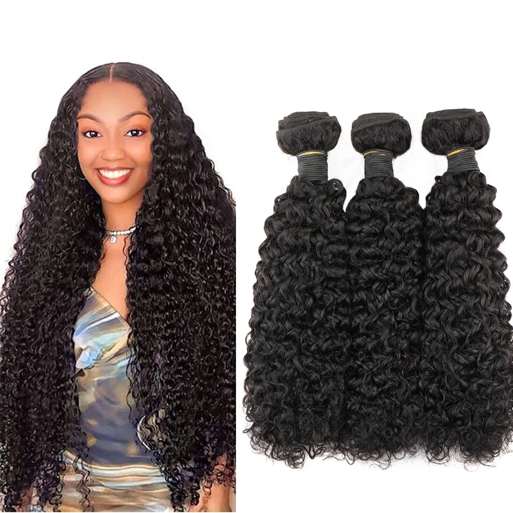 Bliss Brazilian Hair Weave Curly 3 Bundles Mongolian Curl Human Hair Bundles 8-28 Inch Water Deep Wave Bundle Remy Extensions