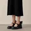 Big Toe Bow Black High Thick Heels Mary Jane Shoes 2025 Spring New Coarse Heels Women's Versatile Leather Shoes Single Shoes 2