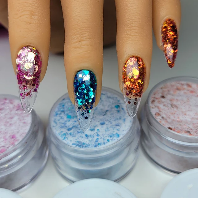 10Pcs/set Dip Nail Powder Glitter French Nail Polish Holographic