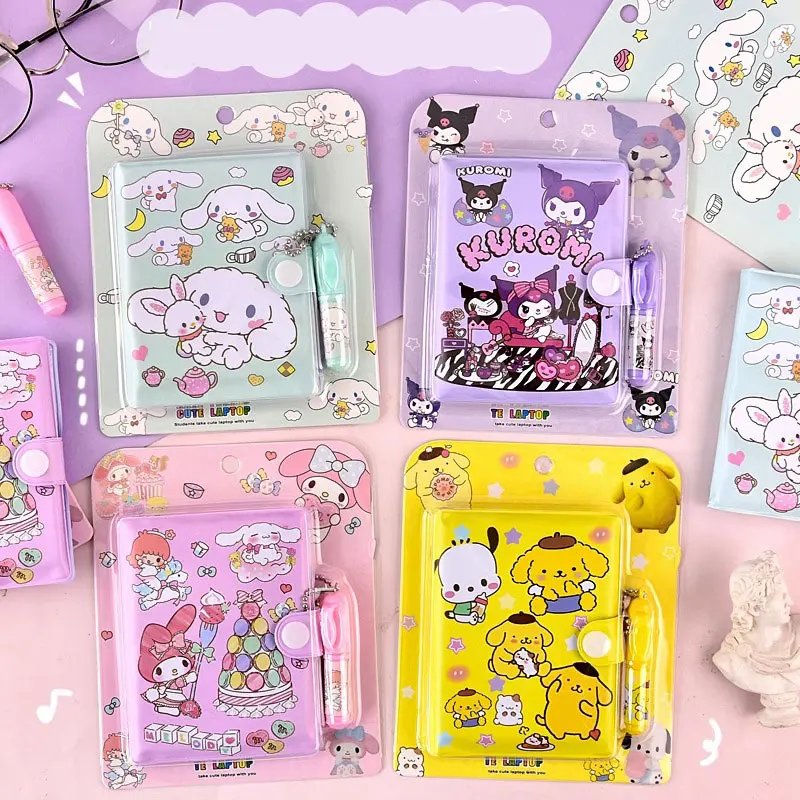 Sanrio kuromi notebook cinnamoroll melodie žurnál malý rozměr kawaii miini přenosné ledger škola zásoby papírnictví dárky