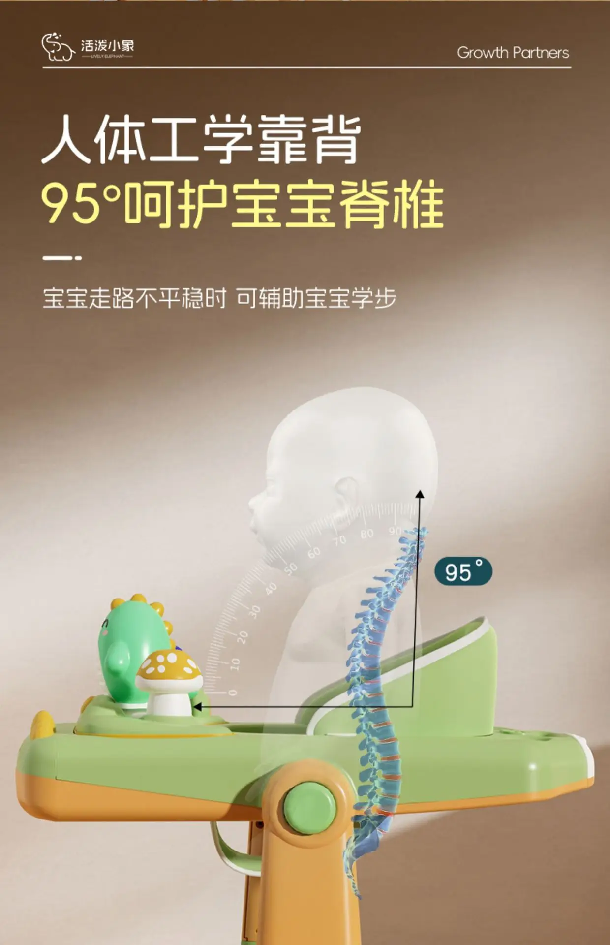 Dino Folding Baby Walker Multi-Function Anti Rollover Can Sit With Music Baby Walking Trolley Baby Stroller For 6-18 Months