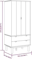 Wardrobe 30.1 "x20.9" x67.7 "solid wood pine, easy to assemble: bedroom handrails and wardrobe 2