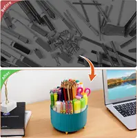 5 Compartments 360-Degree Rotating Pen Holder, Multi-Purpose Desk Organizer Caddy, Desktop Storage for Office Home & Art Supplie 6
