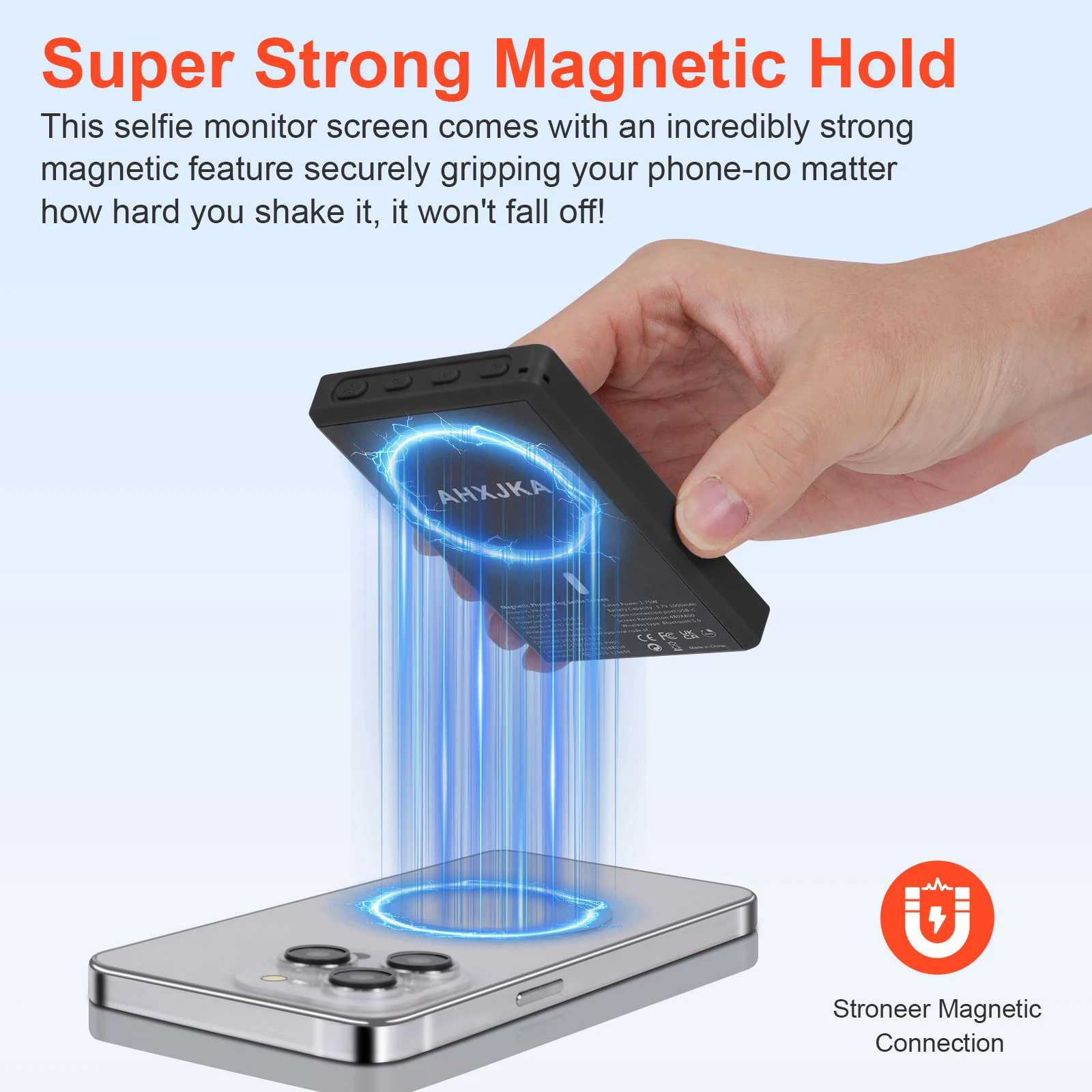 AHXJKA U200 Magnetic Phone Vlog Selfie Screen Monitor for iPhone Android Phones