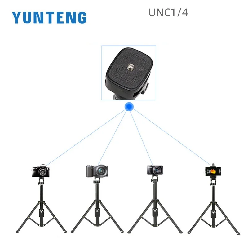 YUNTENG VCT-1688L 올인원 셀카봉 휴대폰 삼각대, 플로어 스탠드 비디오 램프 거치대, 범용 1688L 확장 1.95m