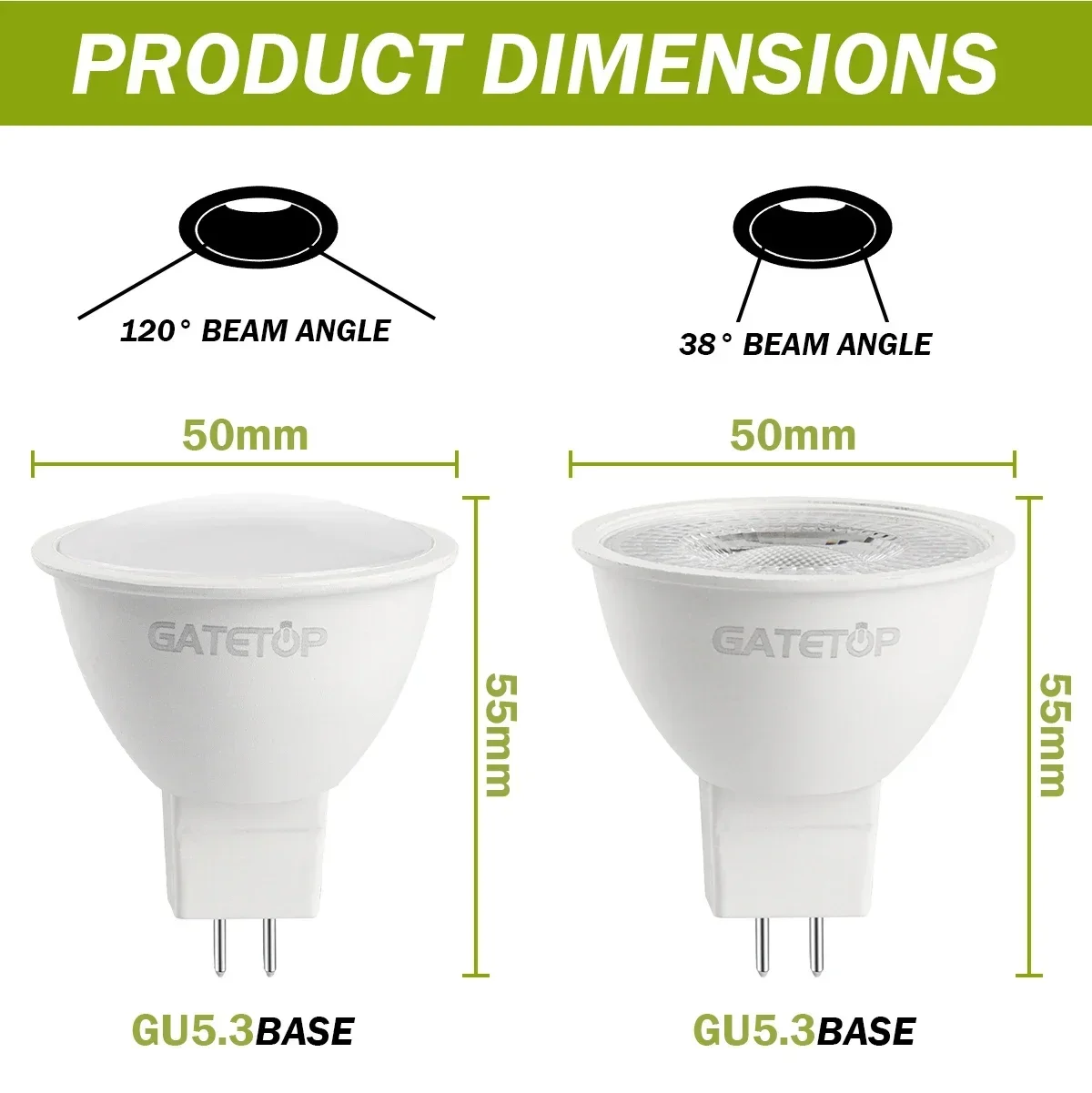 Description Picture 4 of item50PCS MR16 Lampada GU5.3 Base Bulb LED Spotlight AC110V 220V 12V Bombilla Spot Light Replace The 40W Halogen Lamp Home Derection