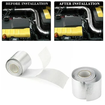 1 rotolo di nastro avvolgente per scudo termico 5 cm x 5 m Nastro riflettente in alluminio per tubo di scarico automatico Nastro deflettore di calore autoadesivo