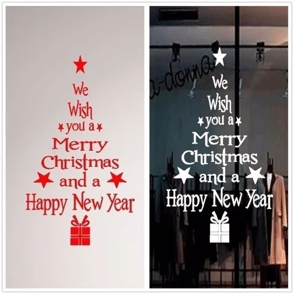 Removable Wall Stickers Window Stickers Merry Christmas Tree Art Vinyl Decal Home Window Decoration