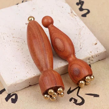 Palmare Lotus Seedpod Beauty Professionale Ottone e Palissandro Gua Sha Strumento Rilassamento Degli Occhi Spot Meridiani Massaggio dei Punti di Agopuntura