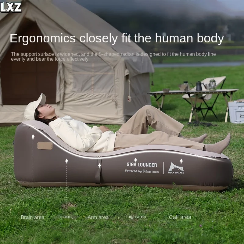 Poltrona Gonfiabile Automatica One-Click, Divano Gonfiabile Leggero da Viaggio - Ricaricabile USB, Divano Letto per Campeggio all'Aperto - immagine 4