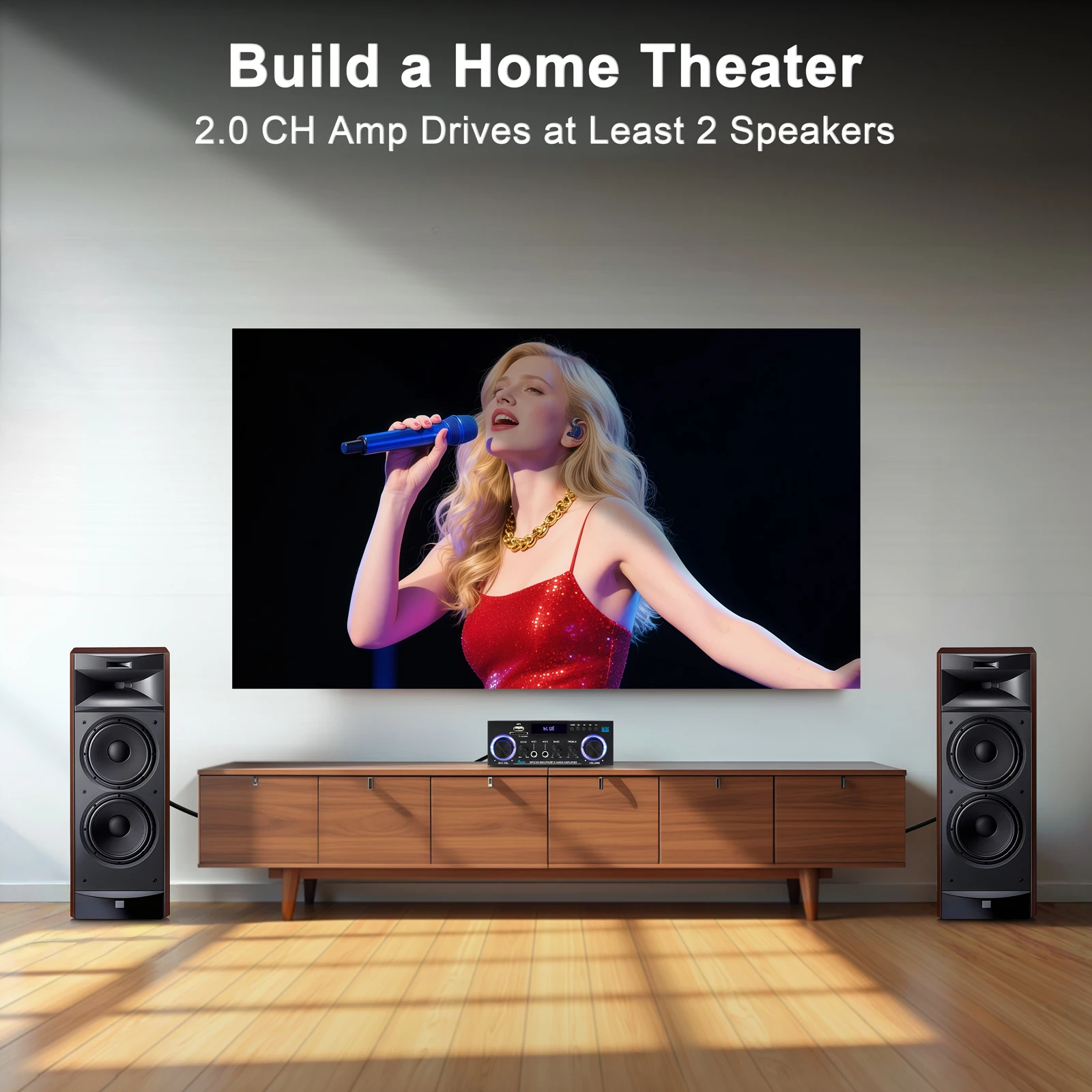 AK50 HiFi Digital Amplifier Channel 2.0 Bluetooth Surround Sound AMP Max Power 8